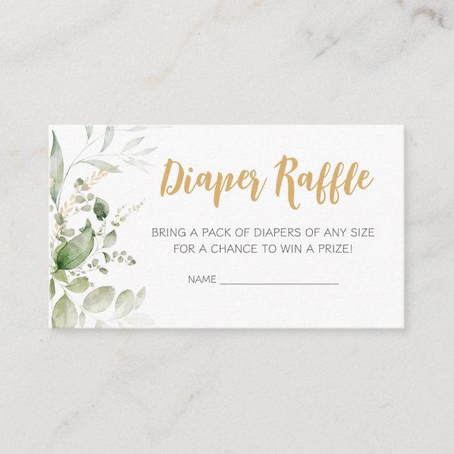 Greenery Deer Baby Shower Diaper Raffle Enclosure Card (Front)