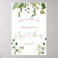 greenery design Baby Shower welcome  poster
