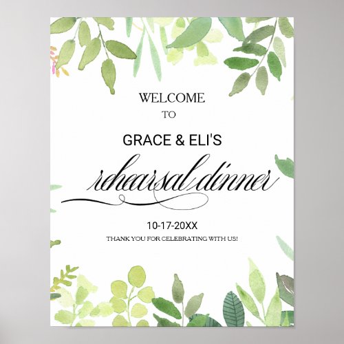 Greenery Destination Rehearsal dinner Welcome Poster