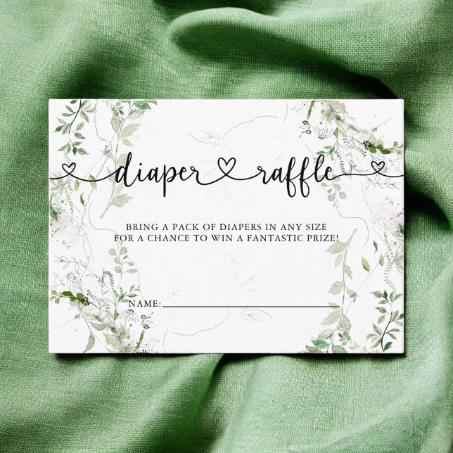 Greenery Diaper Raffle Baby Shower Enclosure Card (Creator Uploaded)