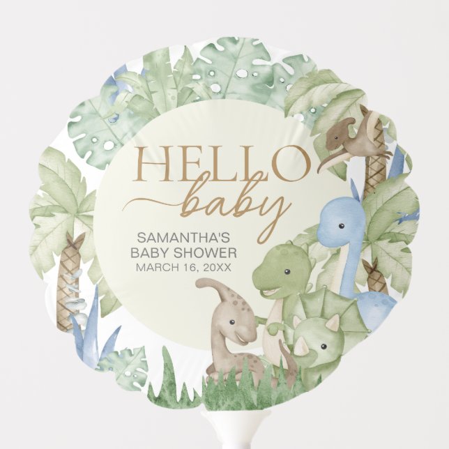Greenery Dinosaur Baby Shower  Balloon (Front)