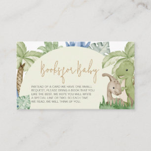 Greenery Dinosaur Baby Shower Books for Baby Enclosure Card