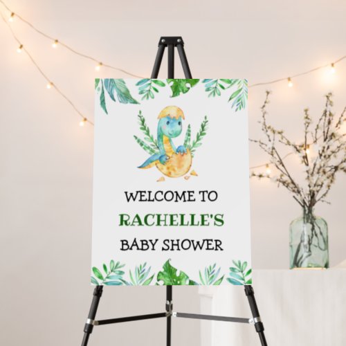 Greenery Dinosaur Baby Shower Welcome Sign