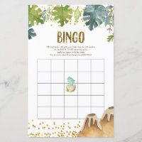 Greenery Dinosaur Watercolor Bingo Game