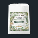 Greenery Dinosaurs Jurassic Boy Birthday Party  Favor Bag<br><div class="desc">Personalize these roar-some budget friendly Dinosaur Birthday Party Favor Bags with your own wording and details easily and quickly, simply press the Edit Using Design Tools button to further re-arrange and format the style and placement of the text. Featuring watercolor tyrannosaurus, triceratops, brontosaurus, spinosaurus and Jurassic greenery. (c) The Happy...</div>