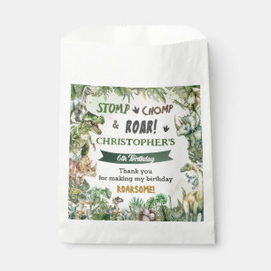Greenery Dinosaurs Jurassic Boy Birthday Party  Favor Bag