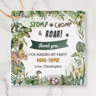 Greenery Dinosaurs Jurassic Boy Birthday Party  Favor Tags