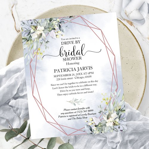 Greenery Drive By Bridal Shower Budget Invitation