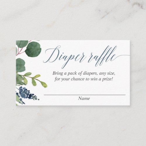 Greenery dusty blue botanical diaper raffle cards