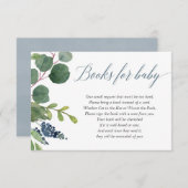 Greenery dusty blue boy baby shower book request enclosure card (Front/Back)