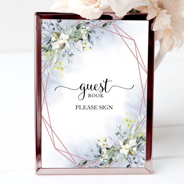 Greenery Dusty Blue Guest Book Sign (Creator Uploaded)