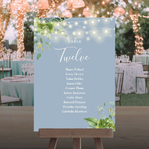Greenery Dusty Blue Seating Plan Table Number