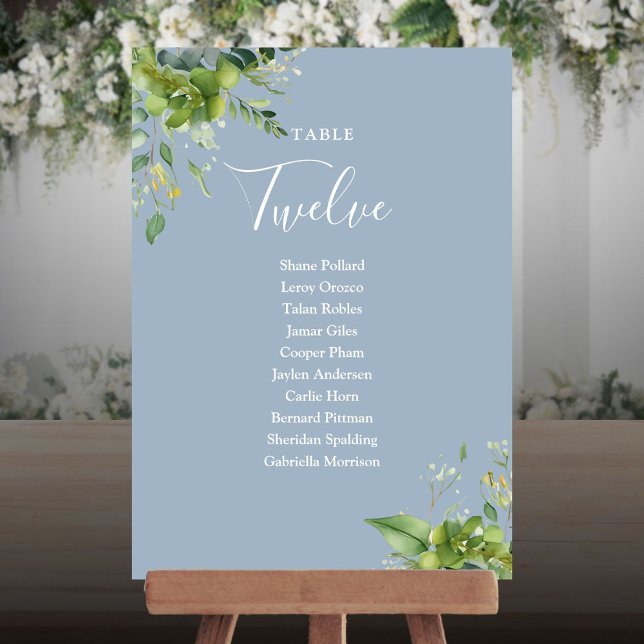 Greenery Dusty Blue Seating Plan Table Number (Greenery Dusty Blue Seating Plan Table Number)