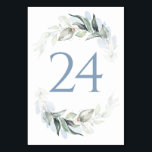 Greenery Dusty Blue Wedding Table Number Cards<br><div class="desc">Dusty blue greenery wedding table number cards</div>