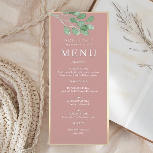 Greenery Dusty Rose Wedding Menu