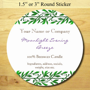 Greenery Editable Soap Editable Small 1½"  Classic Round Sticker