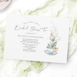 Greenery Elegant Bridal Shower Tea Invitation