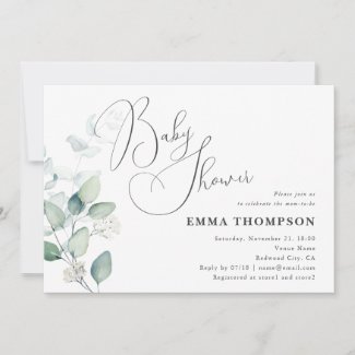 Greenery Elegant Calligraphy Baby Shower