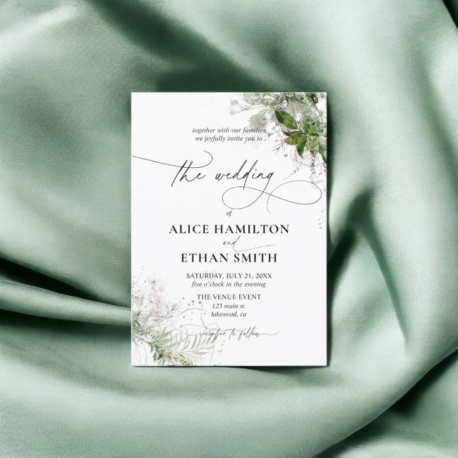 Greenery Elegant Calligraphy Rustic Wedding Invitation (Creator Uploaded)