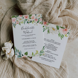 Greenery Elegant Floral Bachelorette Weekend Invitation