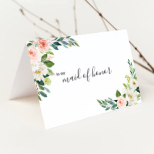 Greenery Elegant Floral Maid of Honor Thank You Card