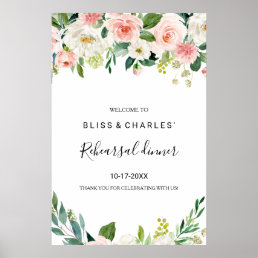 Greenery Elegant Floral Rehearsal dinner Welcome Poster