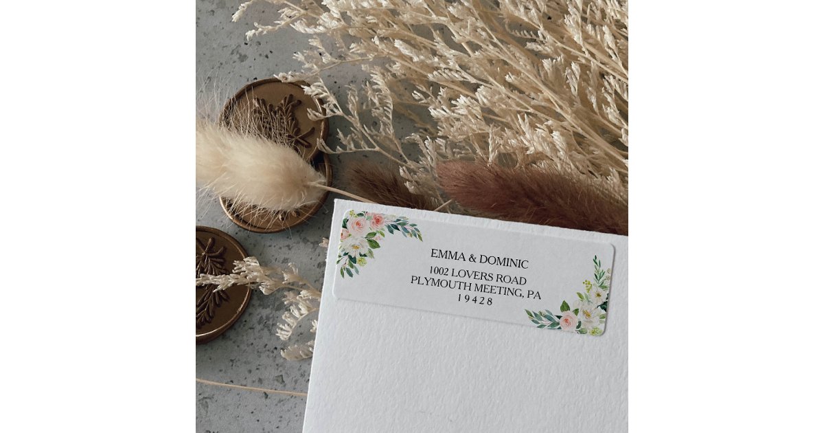 Greenery Elegant Floral Return Address Label | Zazzle