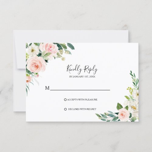 Greenery Elegant Floral Rsvp Card