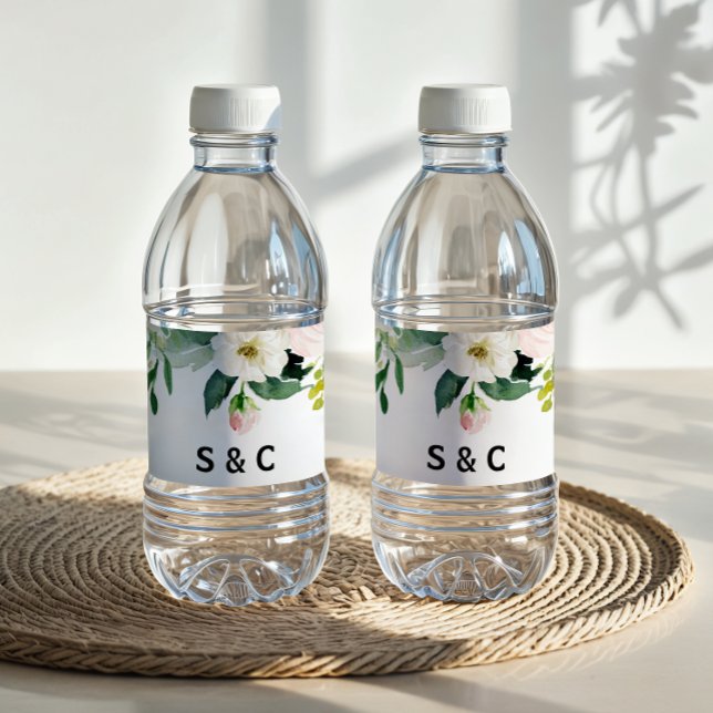 Greenery Elegant Floral Water Bottle Label (Creator Uploaded)