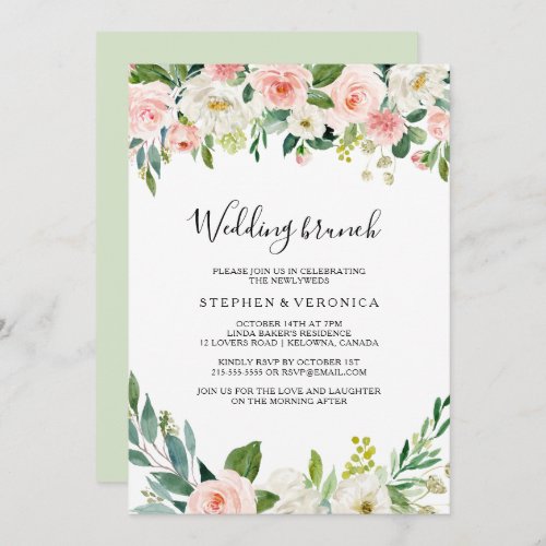 Greenery Elegant Floral Wedding Brunch Invitation