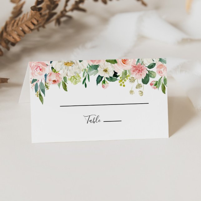 Greenery Elegant Floral Wedding Place Card (Creator Uploaded)