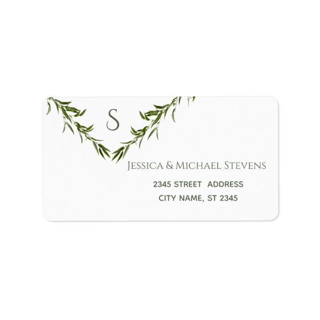 Greenery elegant  geometrical leaves branch label (Front)
