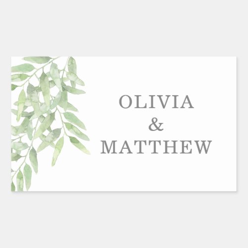 Greenery Elegant Olive Branch Botanical wedding Rectangular Sticker