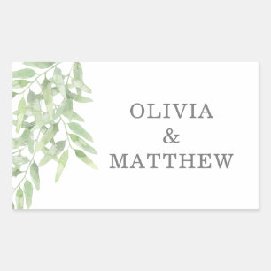 Greenery Elegant Olive Branch. Botanical wedding Rectangular Sticker