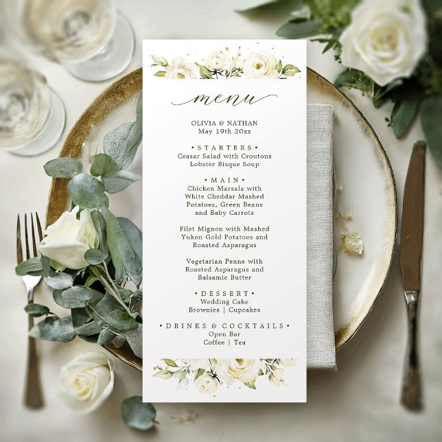 Greenery elegant rose wedding Dinner Menu (Creator Uploaded)