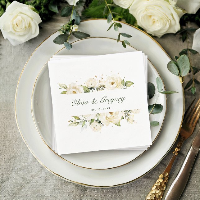 Greenery Elegant Rose Wedding Napkins (Creator Uploaded)