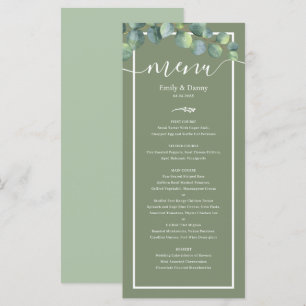 Greenery Elegant Sage Green Botanical Wedding Menu