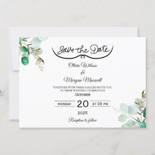 Greenery Elegant Save The Date Invitation