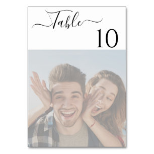 Greenery Elegant Script Photo Table Number