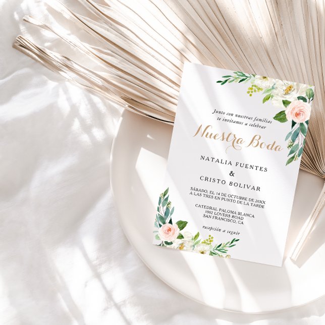 Greenery Elegant  Spanish Wedding Invitation (Creator Uploaded)