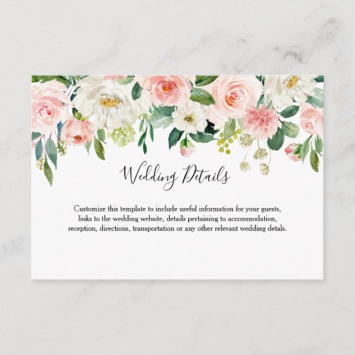 Greenery Elegant Wedding Details Enclosure Card