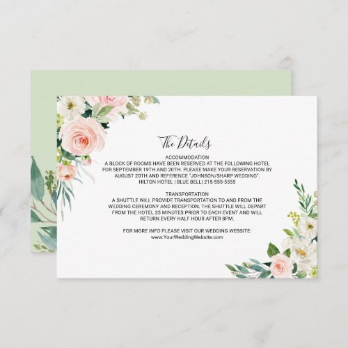 Greenery Elegant Wedding Details Insert Card