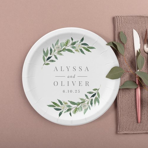 Greenery Elegant Wedding Paper Plates