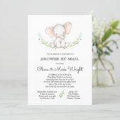 Greenery Elephant Baby Shower by Mail Invitation (Standing Front)