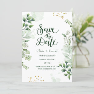 Greenery Elopement Save The Date Invitation