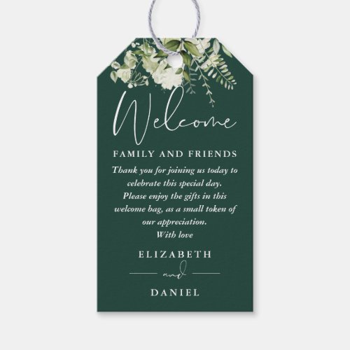 Greenery Emerald Favor Welcome Basket Bag Gift Tags