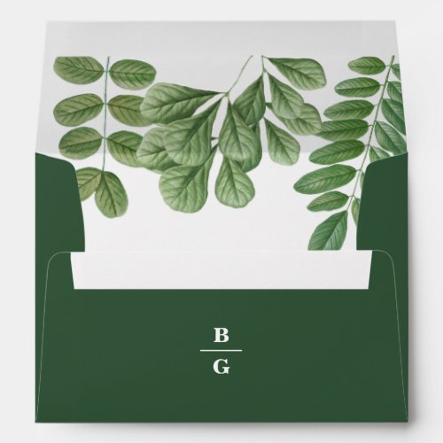 Greenery Emerald Green 5x7 Wedding Invitation Envelope