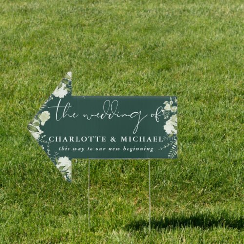 Greenery Emerald Wedding This Way Arrow Sign