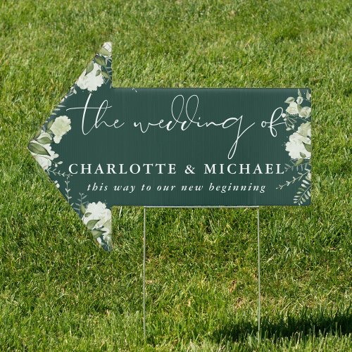 Greenery Emerald Wedding This Way Arrow Sign