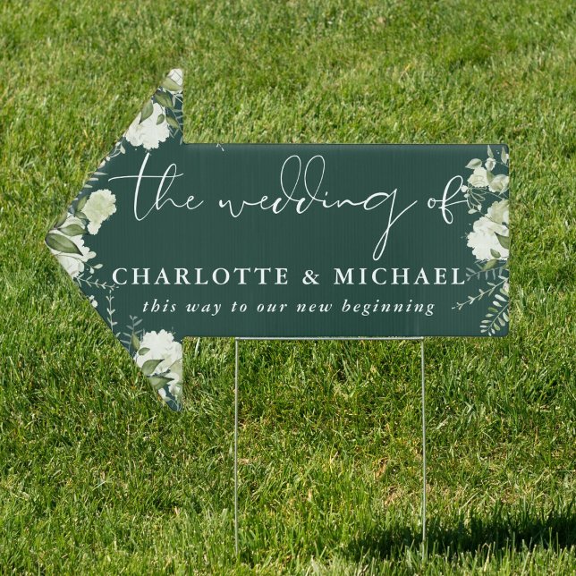Greenery Emerald Wedding This Way Arrow Sign (Greenery Emerald Wedding This Way Arrow Sign)